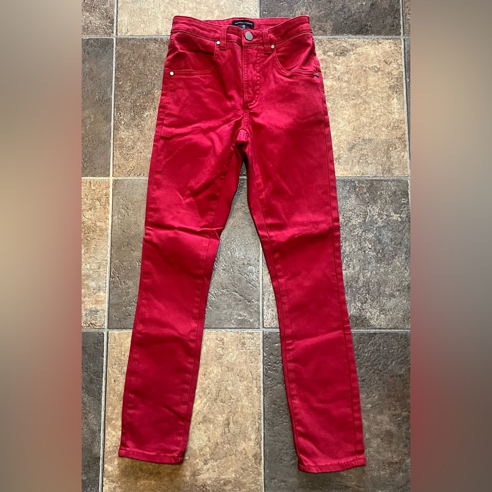 Universal Standard Seine High Rise Skinny Jeans Red Wmns Size 00 27” Inseam NWT